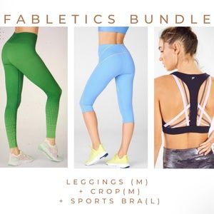 Dot Leggings (M)+High-Waisted Pure Luxe Contour Crop (M)+Bonus: Sports Bra (L)
